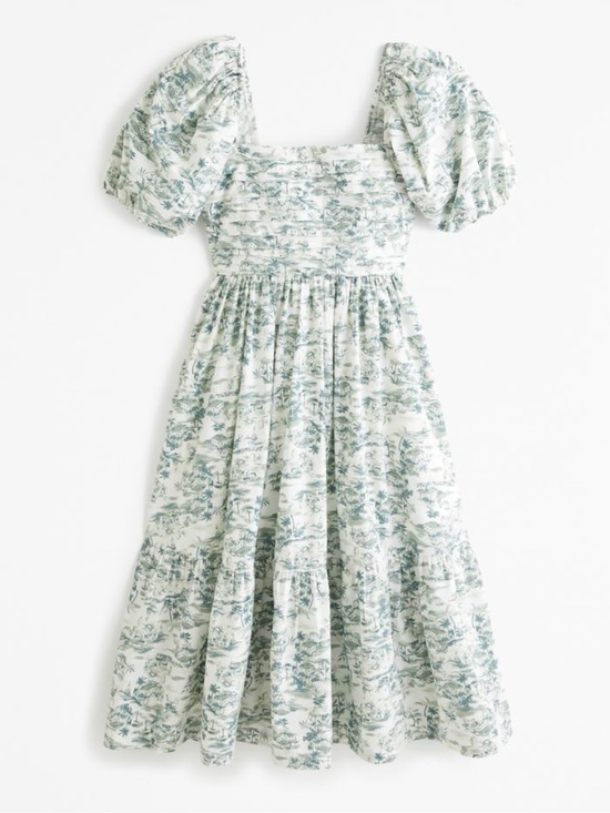 Abercrombie & Fitch Dresses & Skirts - A&F Emerson Poplin Puff Sleeve Midi Dress, Olive